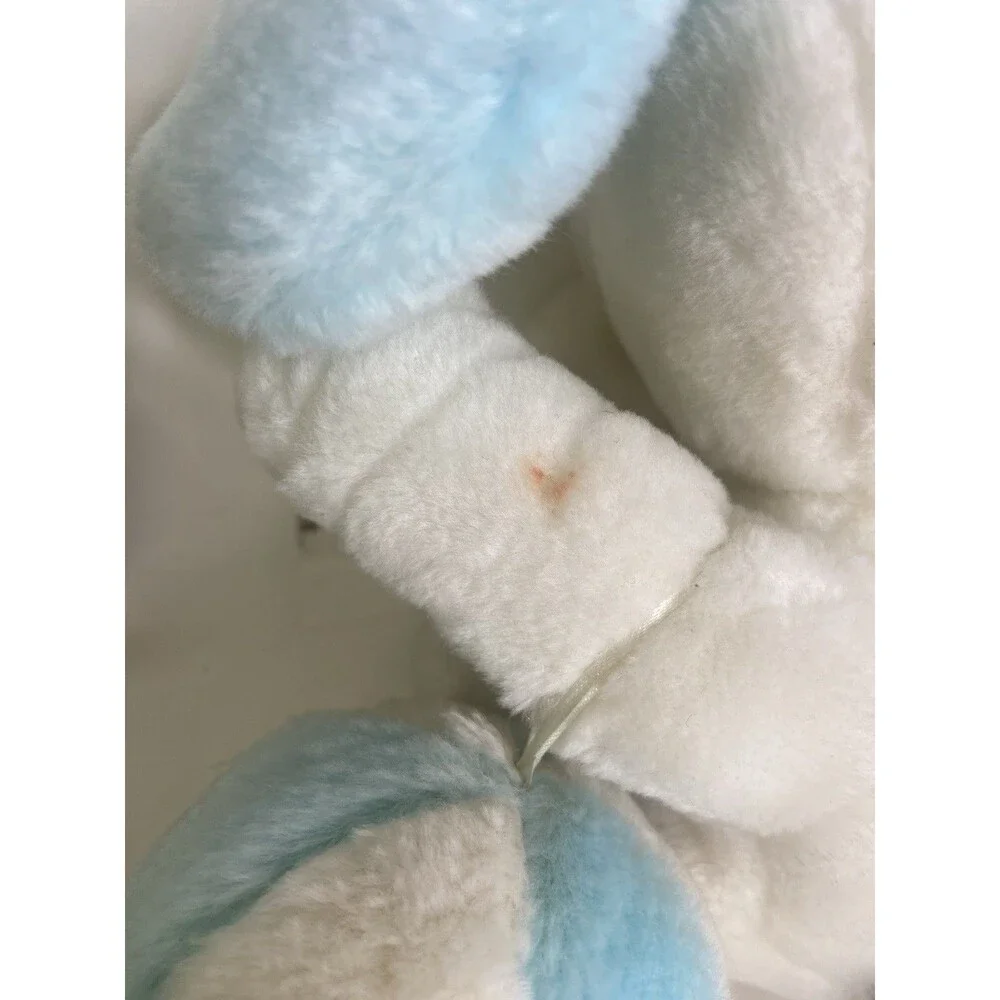 Vintage 1968 Peanuts Snoopy Plush Baby Rattle Ball Blue White Stuffed Animal Toy